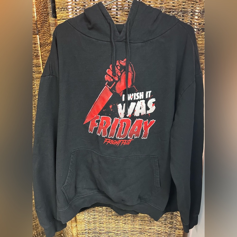 Men’s SixFlags “I wish it was Friday” Frightfest, hooded sweatshirt - Picture 1 of 3